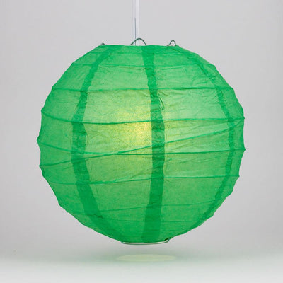 12" Emerald Green Round Paper Lantern, Crisscross Ribbing, Chinese Hanging Wedding & Party Decoration - AsianImportStore.com - B2B Wholesale Lighting and Decor