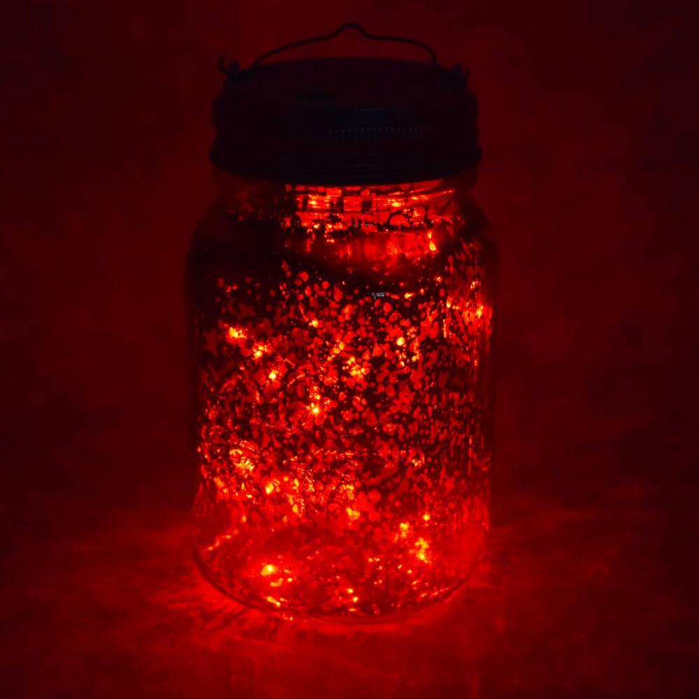  Fantado Wide Mouth Gold Mercury Glass Mason Jar Light w/ Hanging Red Fairy LED Kit - AsianImportStore.com - B2B Wholesale Lighting and Decor
