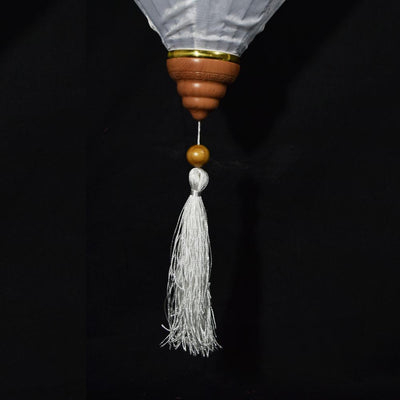 Medium White Vietnamese Silk Lantern, Garlic Umbrella Shaped - AsianImportStore.com - B2B Wholesale Lighting and Decor