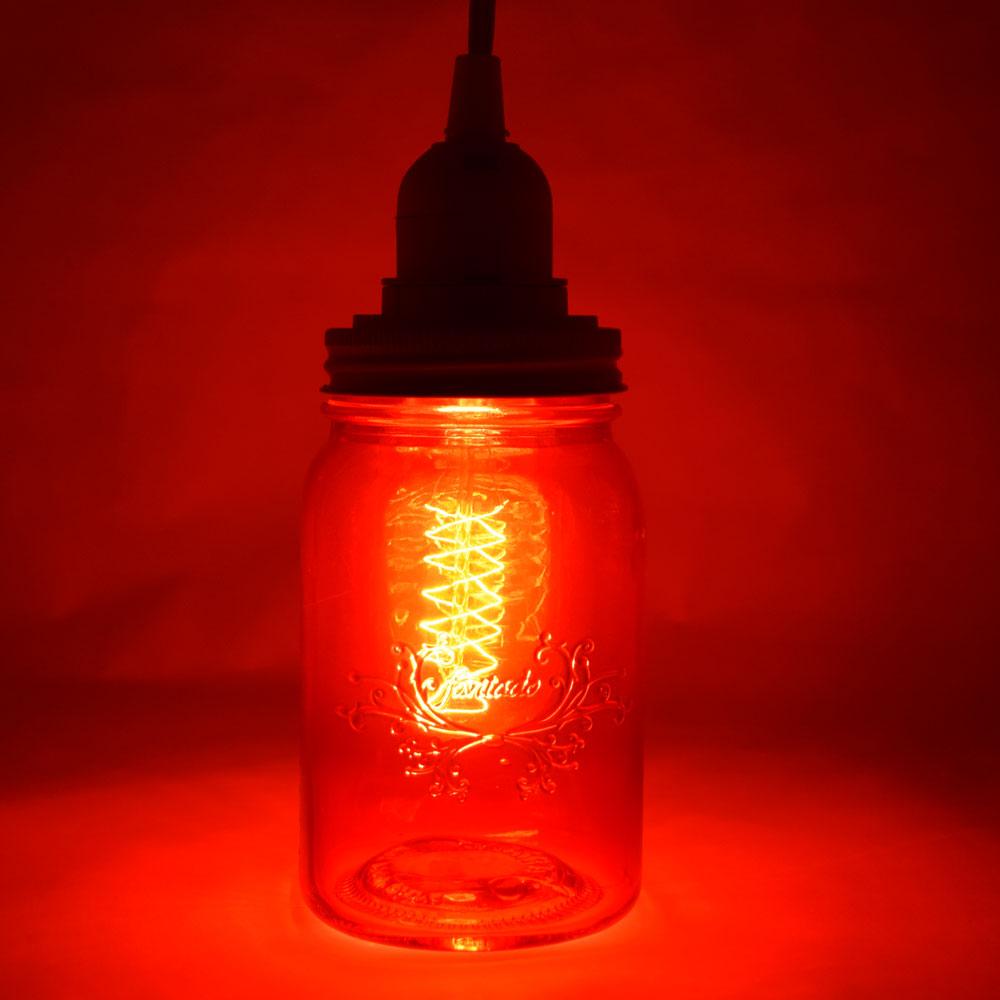  Fantado Ruby Red Mason Jar Pendant Light Kit, Wide Mouth, Clear Cord, 15FT - AsianImportStore.com - B2B Wholesale Lighting and Decor