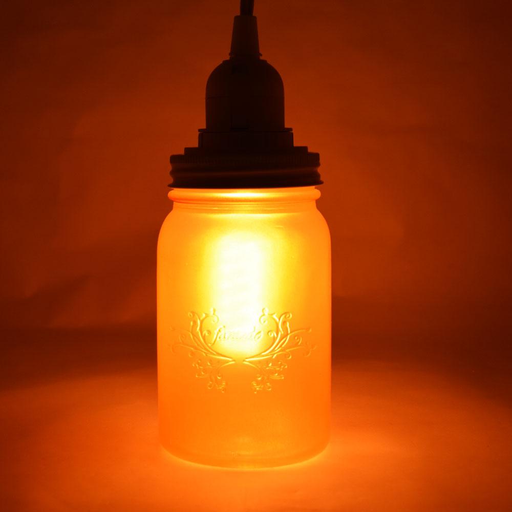  Fantado Frosted Yellow Gold Mason Jar Pendant Light Kit, Wide Mouth, Clear Cord, 15FT - AsianImportStore.com - B2B Wholesale Lighting and Decor
