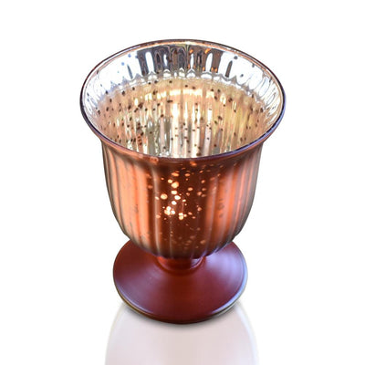 6 Pack | Vintage Mercury Glass Candle Holders (5-Inch, Emma Design, Fluted Urn, Rustic Copper Red) - Decorative Candle Holder - For Home Decor, Party Decorations, and Wedding Centerpieces - AsianImportStore.com - B2B Wholesale Lighting and Decor