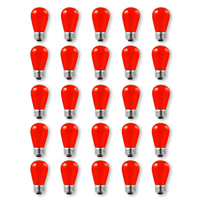 (Discontinued) Replacement Transparent Red 11-Watt Incandescent S14 Sign Light Bulbs, E26 Medium Base (25 PACK)