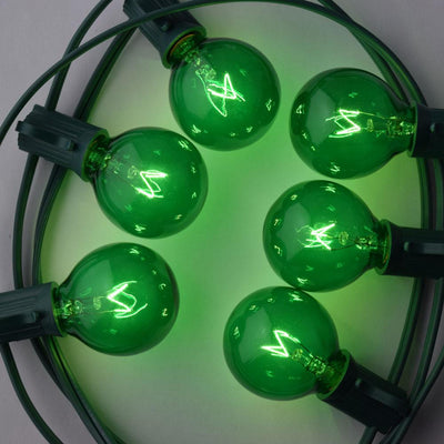 Replacement Transparent Green 7-Watt Incandescent G40 Globe Light Bulbs, E12 Candelabra Base (25 PACK) - AsianImportStore.com - B2B Wholesale Lighting and Decor