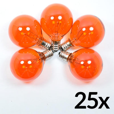 Replacement Transparent Orange 7-Watt Incandescent G40 Globe Light Bulbs, E12 Candelabra Base (25 PACK) - AsianImportStore.com - B2B Wholesale Lighting and Decor