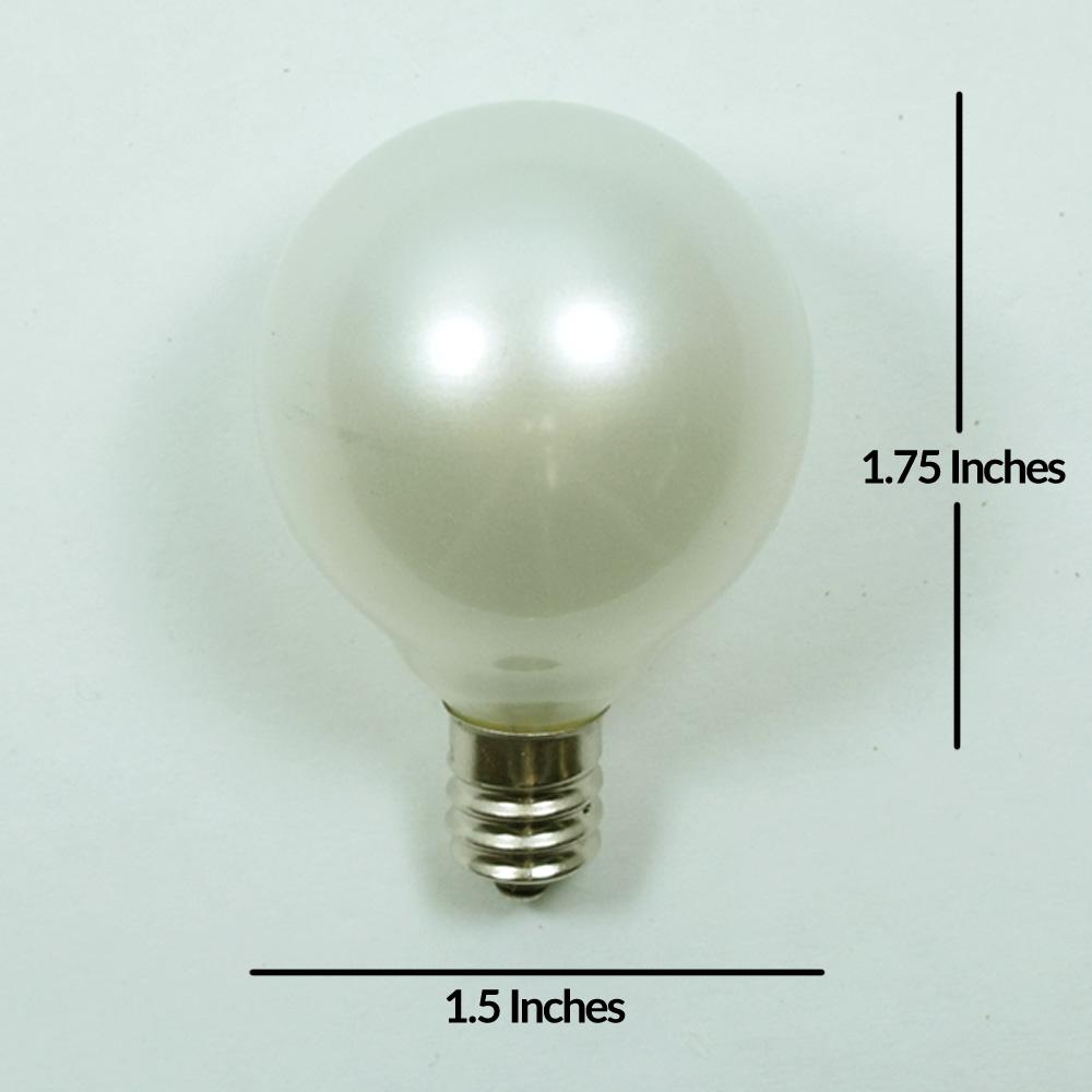 Replacement Transparent Pearl White 7-Watt Incandescent G40 Globe Light Bulbs, E12 Candelabra Base (25 PACK) - AsianImportStore.com - B2B Wholesale Lighting and Decor