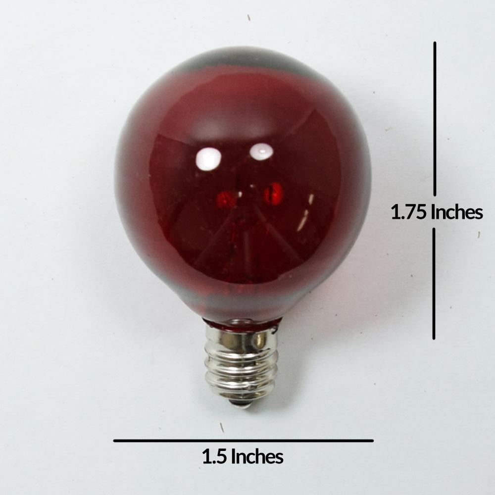 Replacement Transparent Red 7-Watt Incandescent G40 Globe Light Bulbs, E12 Candelabra Base (25 PACK) - AsianImportStore.com - B2B Wholesale Lighting and Decor