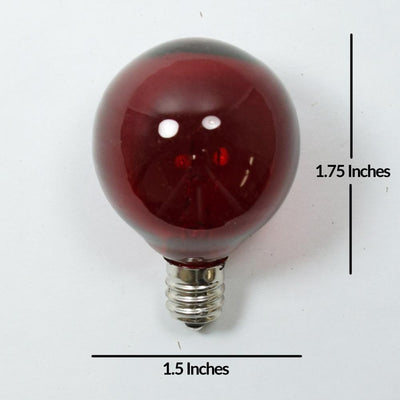 Replacement Transparent Red 7-Watt Incandescent G40 Globe Light Bulbs, E12 Candelabra Base (25 PACK) - AsianImportStore.com - B2B Wholesale Lighting and Decor