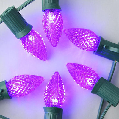 Replacement Purple 3 LED C7 Faceted Christmas Light Bulbs, E12 Candelabra Base (25 PACK) - AsianImportStore.com - B2B Wholesale Lighting and Decor