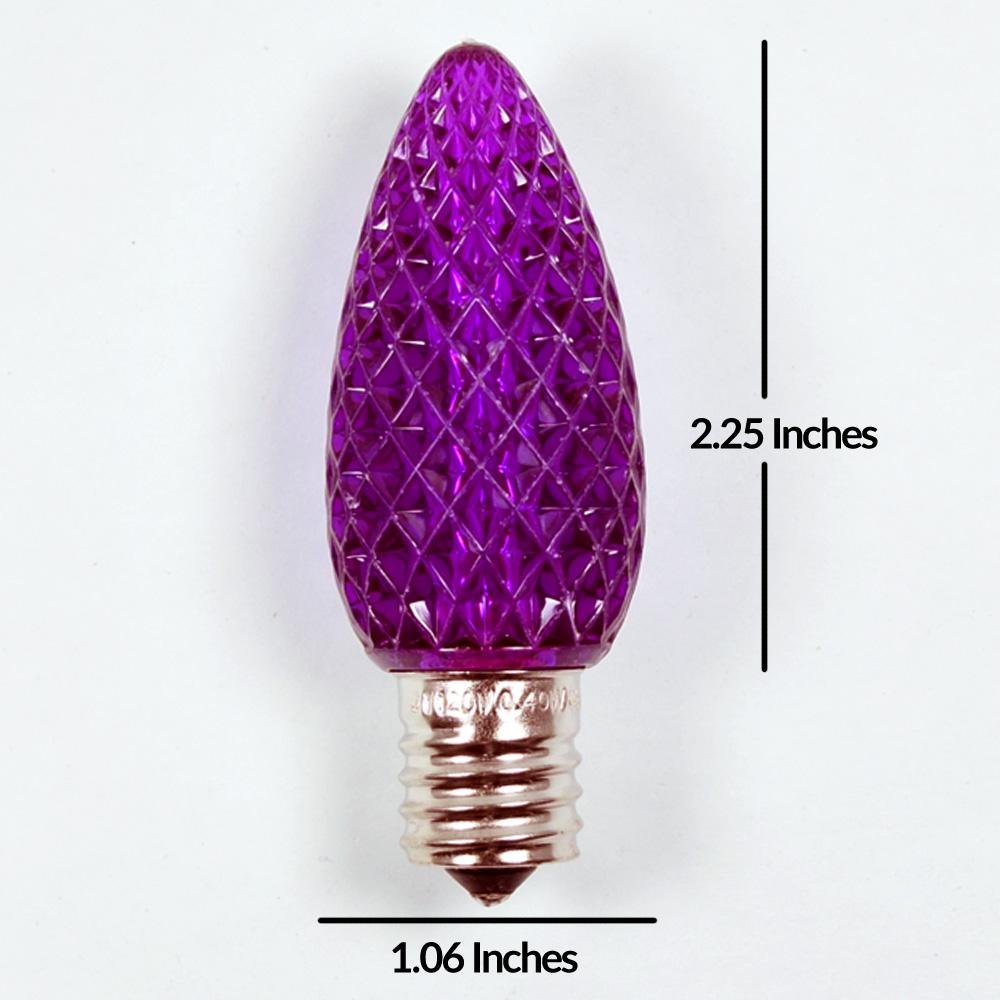  Replacement Purple 5 LED C9 Faceted Christmas Light Bulbs, E17 Base (25 PACK) - AsianImportStore.com - B2B Wholesale Lighting and Decor