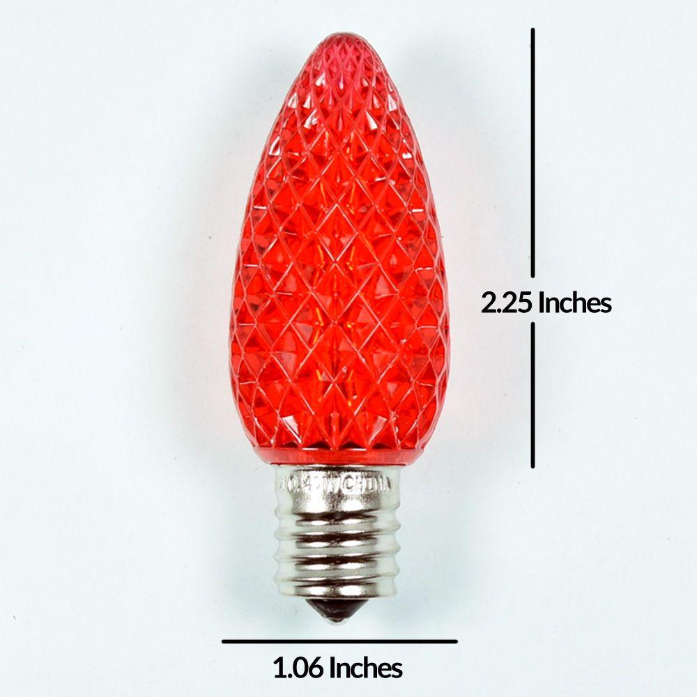  Replacement Red 5 LED C9 Faceted Christmas Light Bulbs, E17 Base (25 PACK) - AsianImportStore.com - B2B Wholesale Lighting and Decor