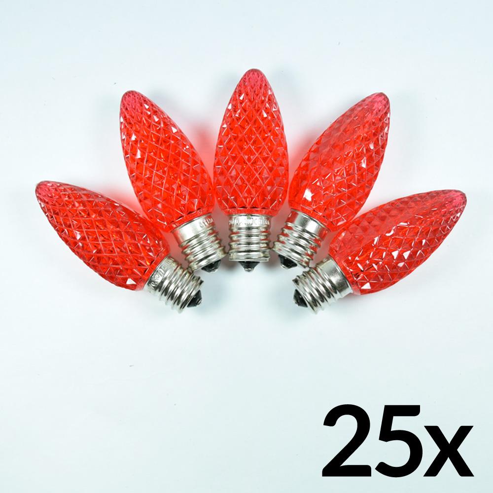  Replacement Red 5 LED C9 Faceted Christmas Light Bulbs, E17 Base (25 PACK) - AsianImportStore.com - B2B Wholesale Lighting and Decor