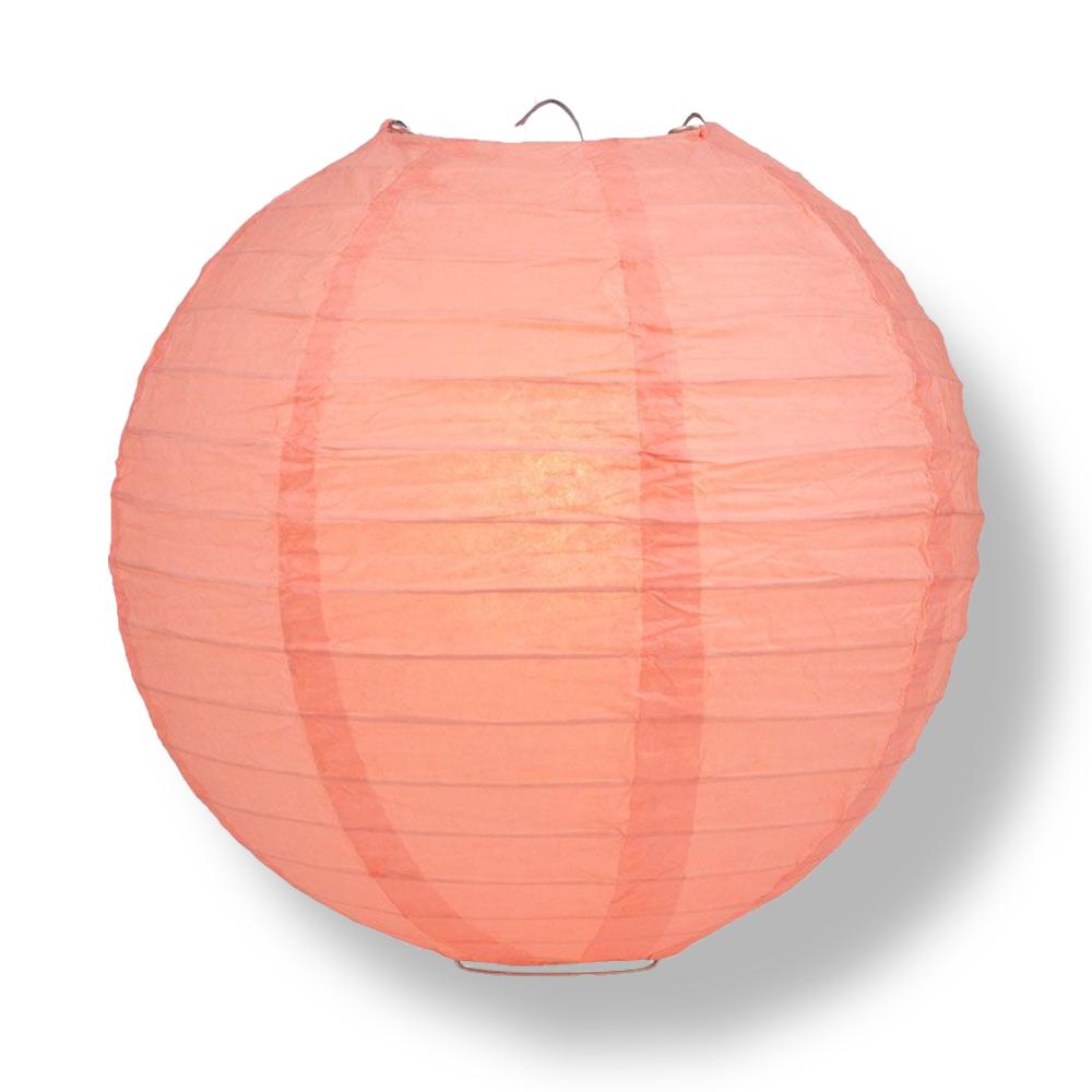 12" Roseate / Pink Coral Round Paper Lantern, Even Ribbing, Chinese Hanging Wedding & Party Decoration - AsianImportStore.com - B2B Wholesale Lighting and Decor