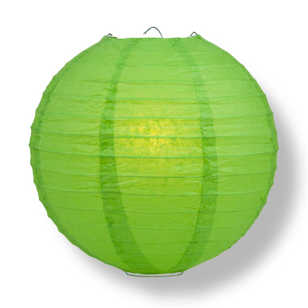 24" Grass Greenery Round Paper Lantern, Even Ribbing, Chinese Hanging Wedding & Party Decoration - AsianImportStore.com - B2B Wholesale Lighting and Decor