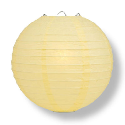 36" Lemon Yellow Chiffon Jumbo Round Paper Lantern, Even Ribbing, Chinese Hanging Wedding & Party Decoration - AsianImportStore.com - B2B Wholesale Lighting and Decor