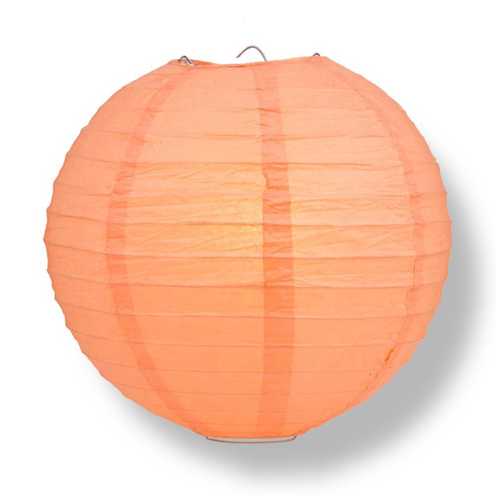 24" Peach / Orange Coral Round Paper Lantern, Even Ribbing, Chinese Hanging Wedding & Party Decoration - AsianImportStore.com - B2B Wholesale Lighting and Decor