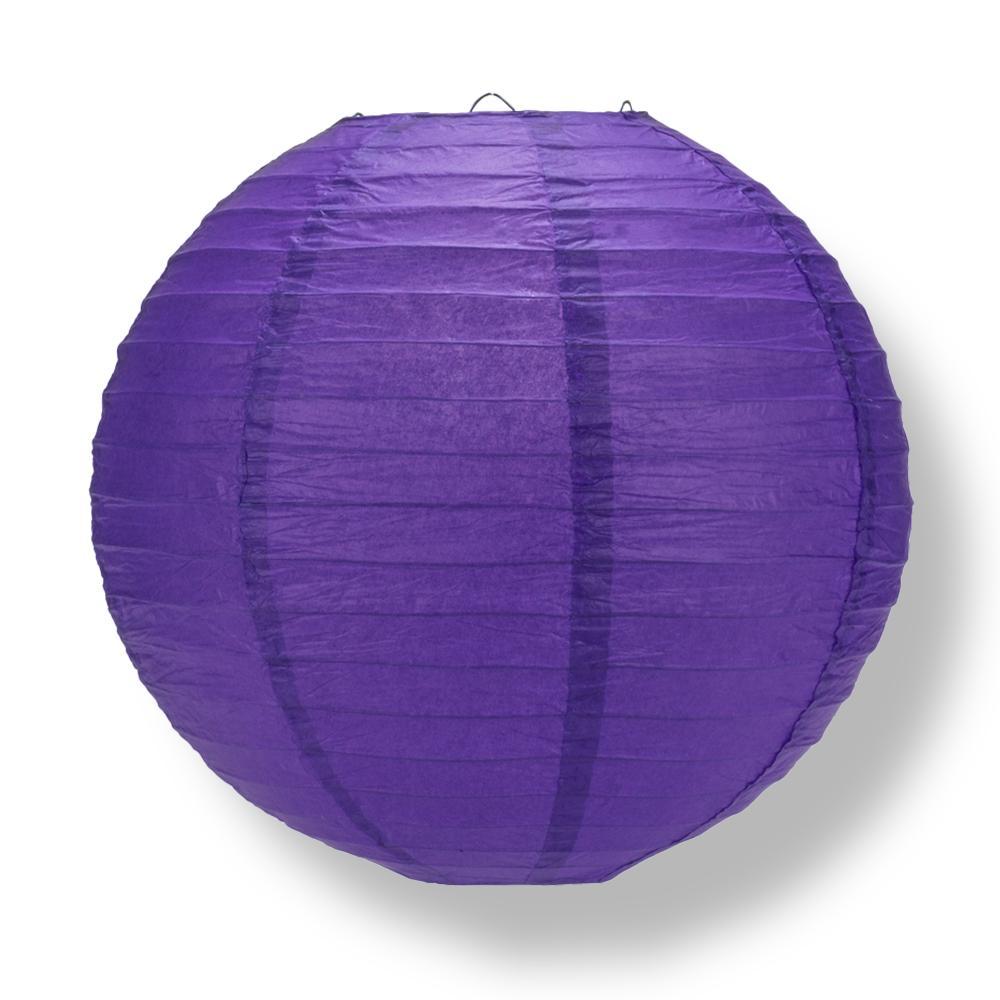16" Plum Purple Round Paper Lantern, Even Ribbing, Hanging Decoration - AsianImportStore.com - B2B Wholesale Lighting and Decor