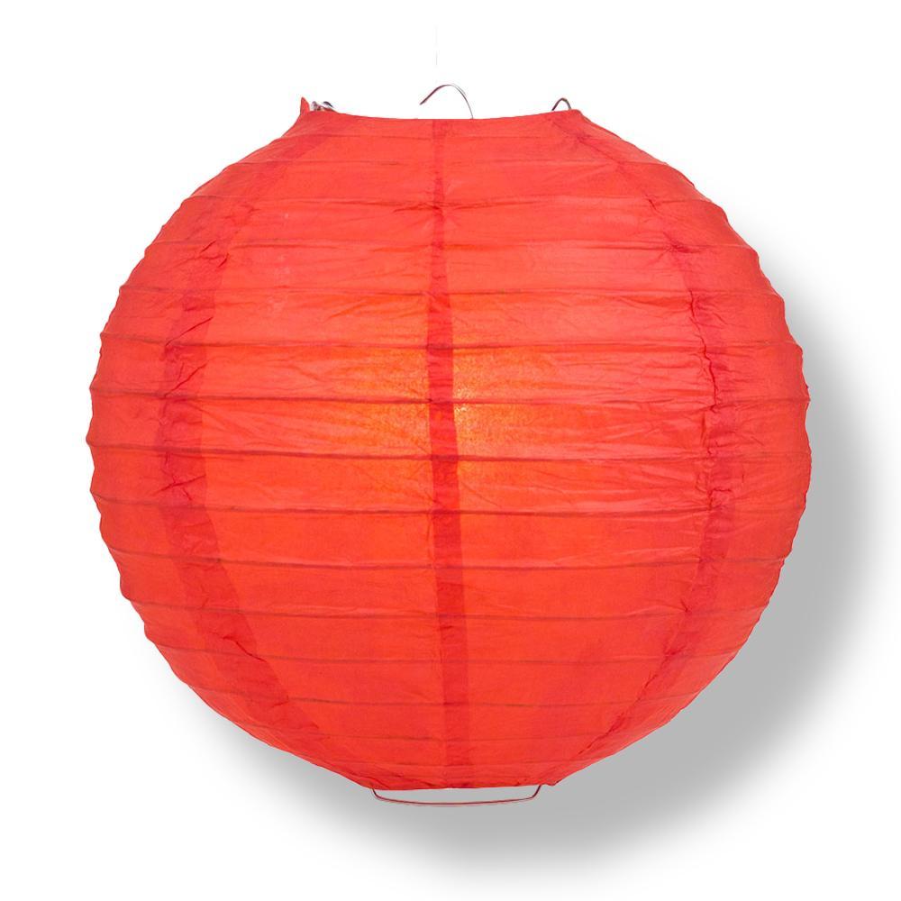 16" Red Round Paper Lantern, Even Ribbing, Chinese Hanging Wedding & Party Decoration - AsianImportStore.com - B2B Wholesale Lighting and Decor