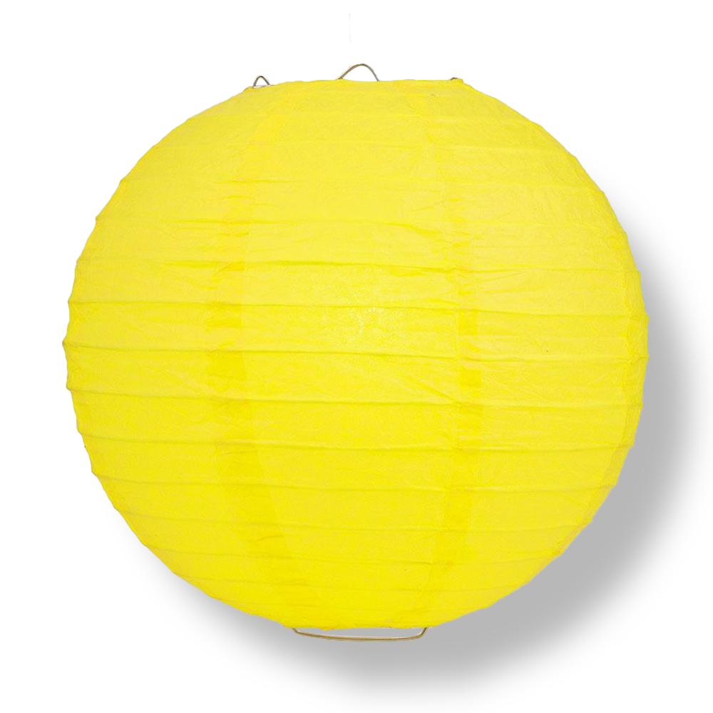 8" Yellow Round Paper Lantern, Even Ribbing, Chinese Hanging Wedding & Party Decoration - AsianImportStore.com - B2B Wholesale Lighting and Decor