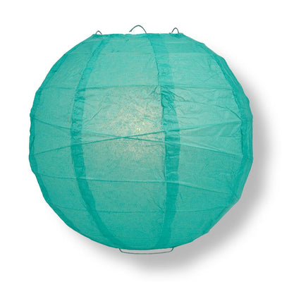 16" Teal Green Round Paper Lantern, Crisscross Ribbing, Chinese Hanging Wedding & Party Decoration - AsianImportStore.com - B2B Wholesale Lighting and Decor