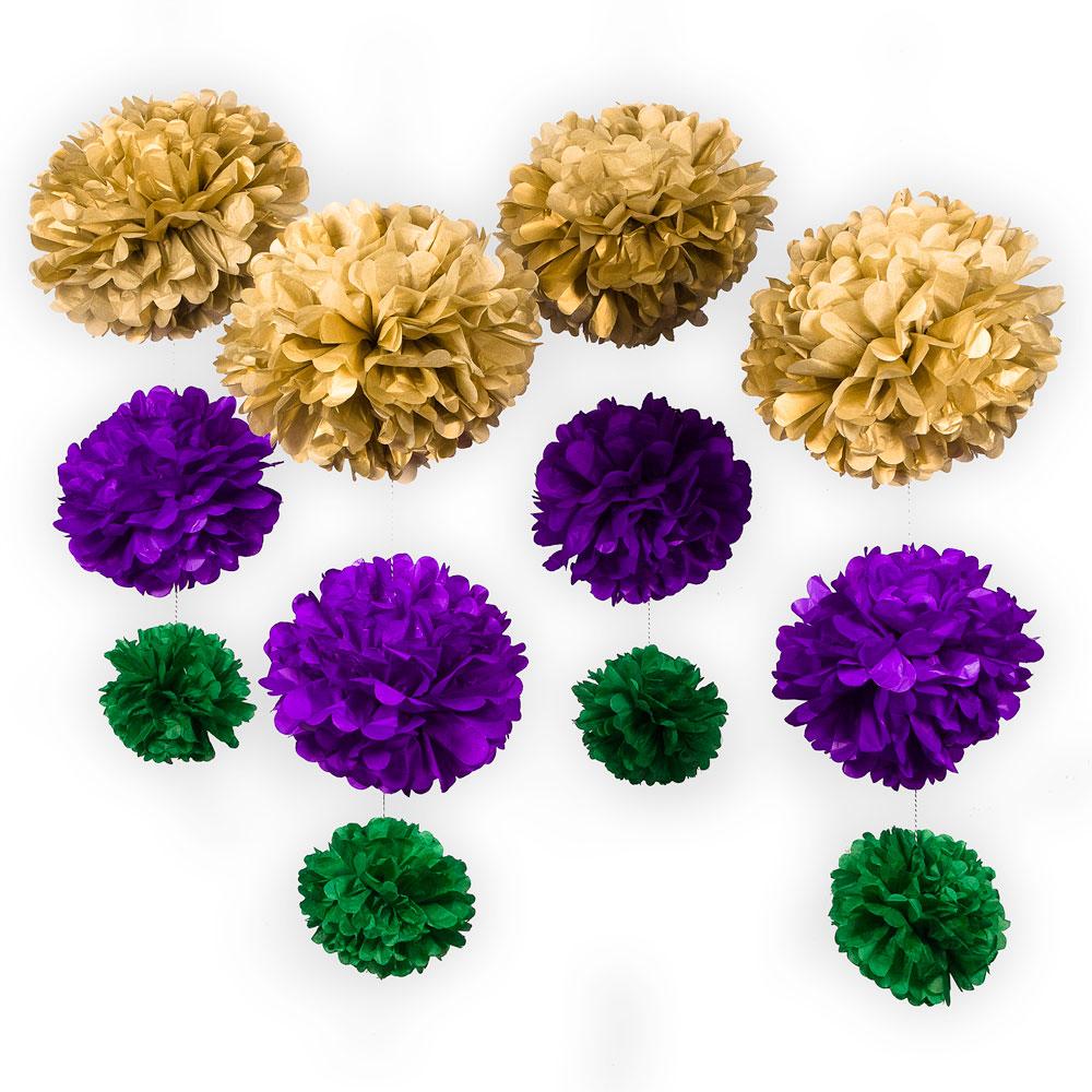  12-pc Cinco de Mayo Gold Carnaval EZ-Fluff Tissue Paper Pom Poms Flowers Hanging Decoration Party Pack - AsianImportStore.com - B2B Wholesale Lighting and Decor