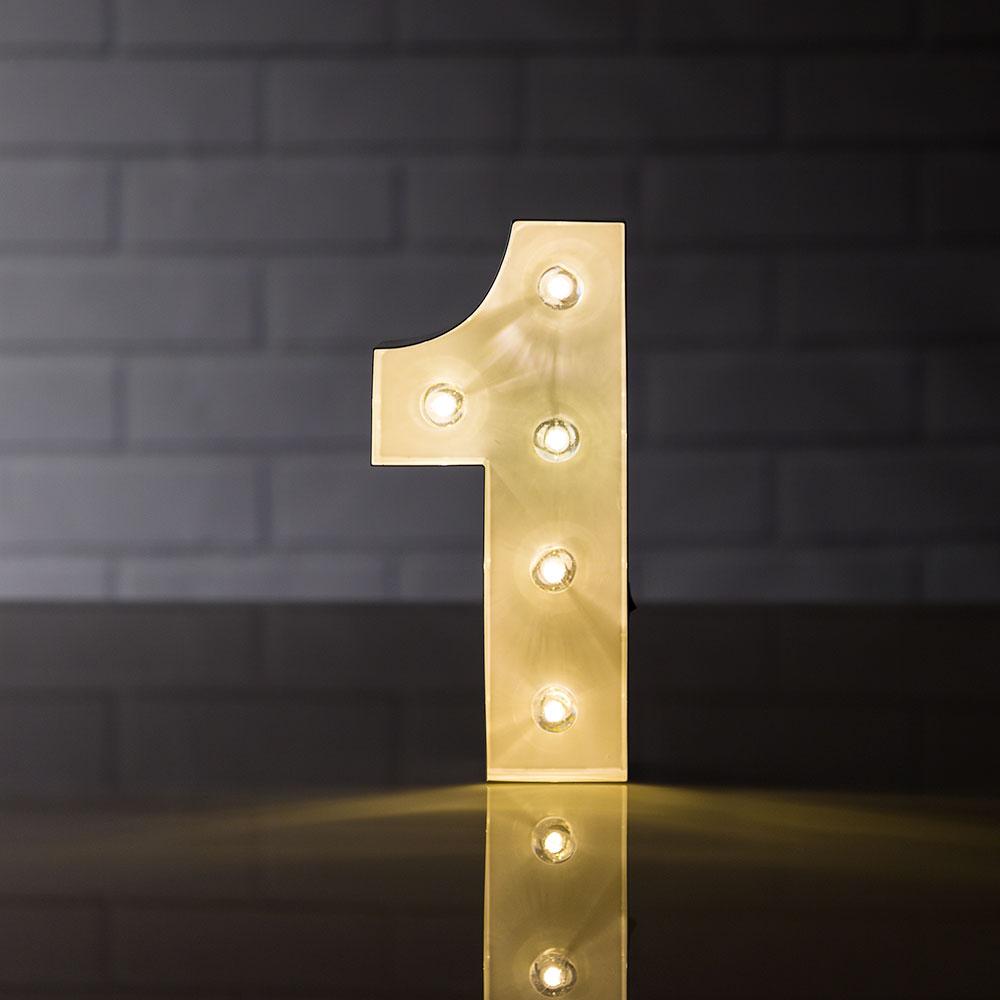 Marquee Light Number '1' LED Metal Sign (8 Inch, Battery Operated) - AsianImportStore.com - B2B Wholesale Lighting and Decor