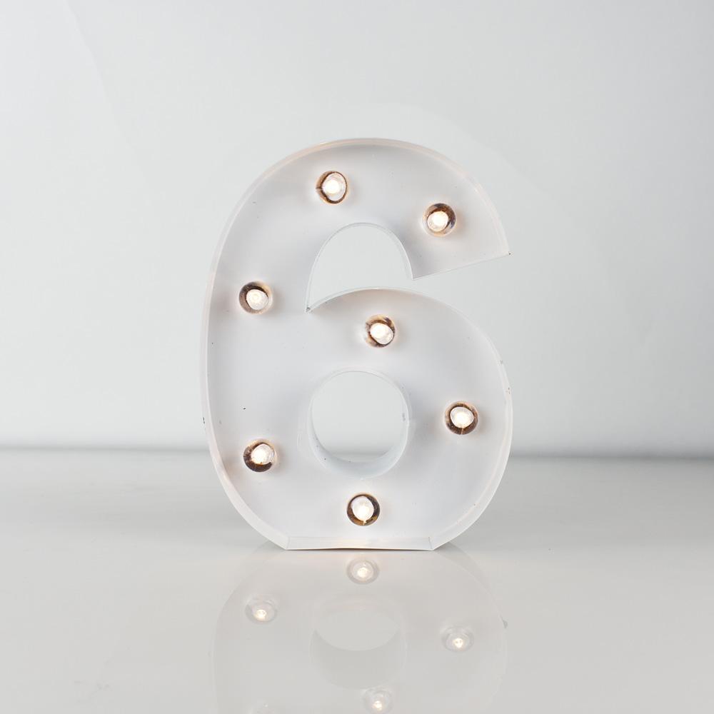 Marquee Light Number '6' LED Metal Sign (8 Inch, Battery Operated) - AsianImportStore.com - B2B Wholesale Lighting and Decor