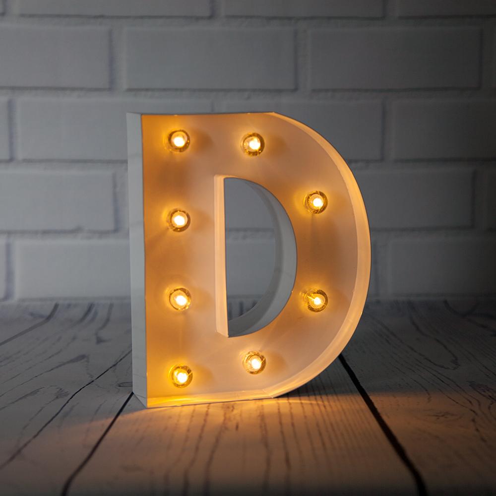 White Marquee Light Letter 'D' LED Metal Sign (8 Inch, Battery Operated w/ Timer) - AsianImportStore.com - B2B Wholesale Lighting and Decor