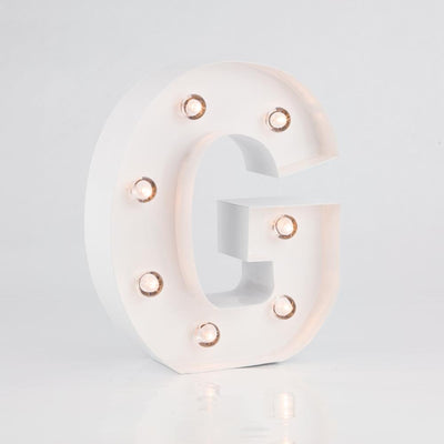 White Marquee Light Letter 'G' LED Metal Sign (8 Inch, Battery Operated w/ Timer) - AsianImportStore.com - B2B Wholesale Lighting and Decor