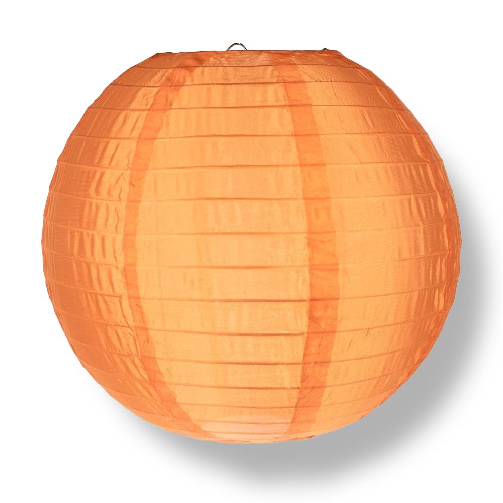 4" Orange Round Shimmering Nylon Lantern, Even Ribbing, Hanging Decoration (10 PACK) - AsianImportStore.com - B2B Wholesale Lighting & Décor since 2002.