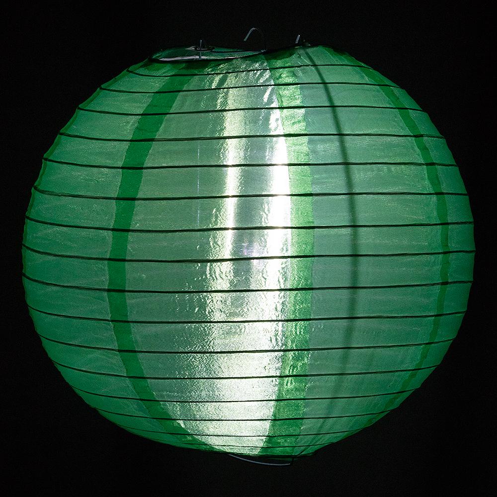 4" Emerald Green Round Shimmering Nylon Lantern, Even Ribbing, Hanging Decoration (10 PACK) - AsianImportStore.com - B2B Wholesale Lighting & Décor since 2002.