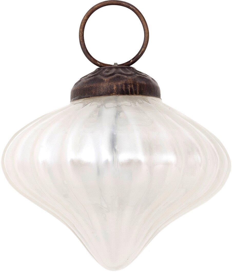 6 Pack | Mercury Glass Small Ornaments (2 to 2.25-inch, Pearl White, Lucy Design) - Great Gift Idea, Vintage-Style Decorations for Christmas - AsianImportStore.com - B2B Wholesale Lighting & Décor since 2002.