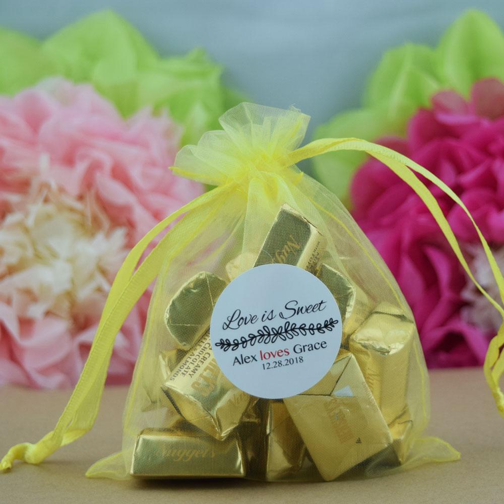  Yellow Organza Gift Bag Pouch / Goodie Bag - 4.5 x 5.5in (12-PACK) - AsianImportStore.com - B2B Wholesale Lighting and Decor