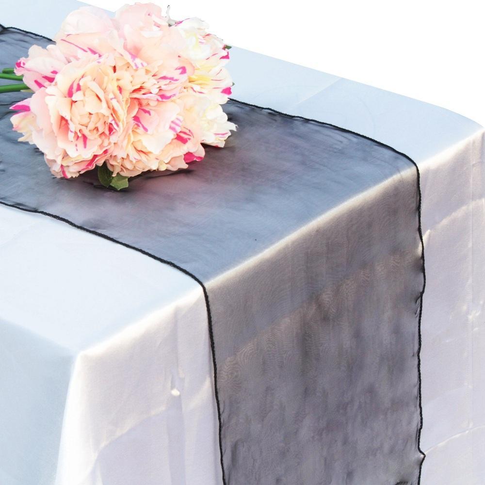 12"x 108" Black Organza Table Runner (100 PACK) - AsianImportStore.com - B2B Wholesale Lighting and Décor