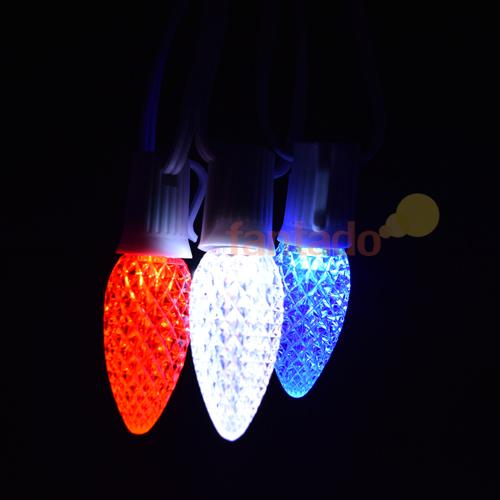  Patriotic 4th of July Outdoor Patio String Light, 25 Socket, C9 LED Bulbs, 28 FT White Cord - AsianImportStore.com - B2B Wholesale Lighting and Decor