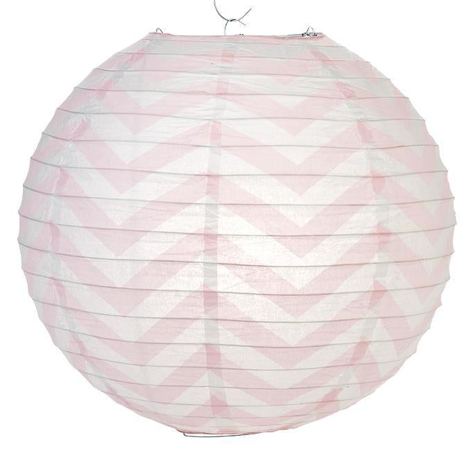 14" Pink Chevron Paper Lantern, Even Ribbing, Hanging Decoration (100 PACK) - AsianImportStore.com - B2B Wholesale Lighting and Décor