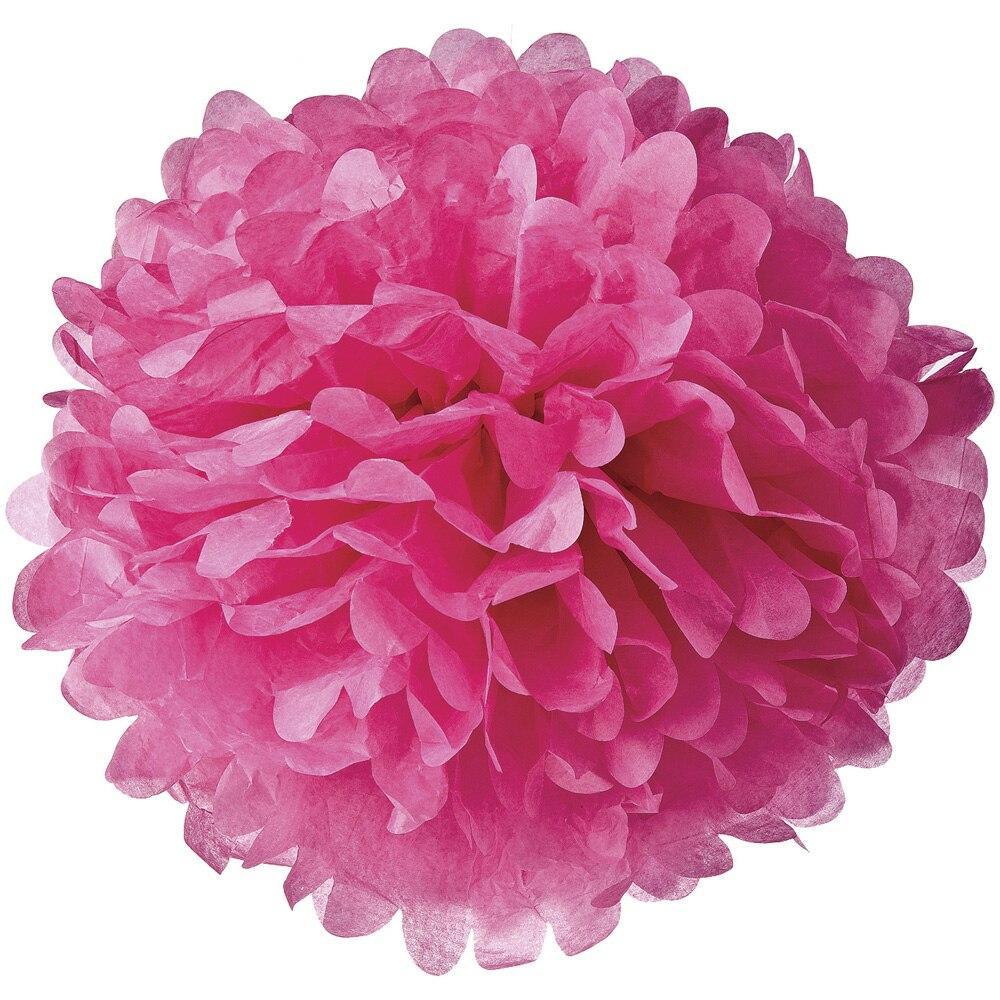 Tissue Paper Pom Pom (15-Inch, Fuchsia Pink, Single) - Hanging Paper Flower Ball Decor for Weddings, Bridal and Baby Showers, Nurseries, Parties (20 PACK) - AsianImportStore.com - B2B Wholesale Lighting and Décor