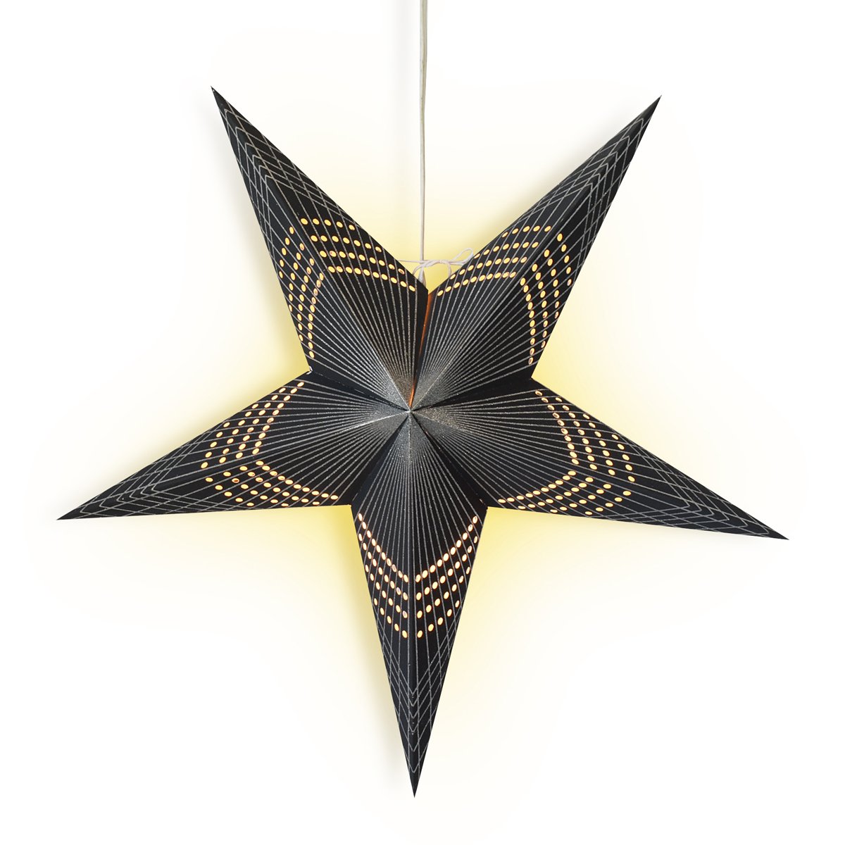 24" Black Prism Glitter Paper Star Lantern, Hanging Wedding & Party Decoration - AsianImportStore.com - B2B Wholesale Lighting and Decor