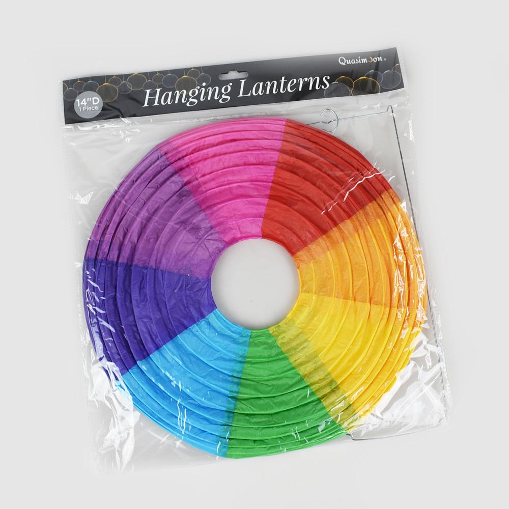 14" Rainbow Multi-Color Paper Lantern, Even Ribbing, Hanging Decoration - AsianImportStore.com - B2B Wholesale Lighting and Decor