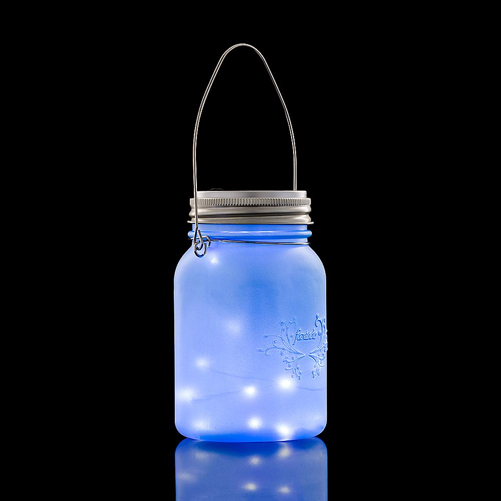  Fantado Regular Mouth Frozen Blue Mason Jar Luminaria Light w/ Hanging Cool White Fairy LED Kit - AsianImportStore.com - B2B Wholesale Lighting and Decor