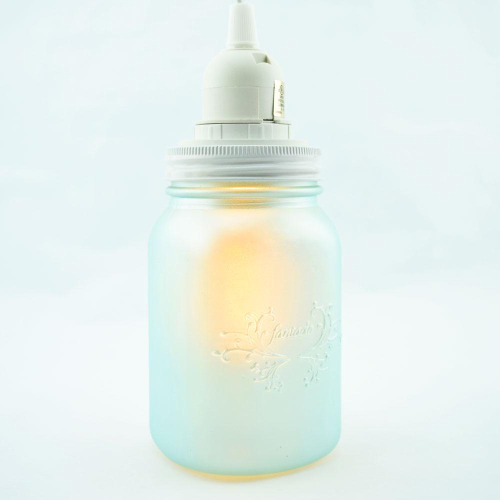  Fantado Frozen Blue Mason Jar Pendant Light Kit, Regular Mouth, White Cord, 15FT - AsianImportStore.com - B2B Wholesale Lighting and Decor