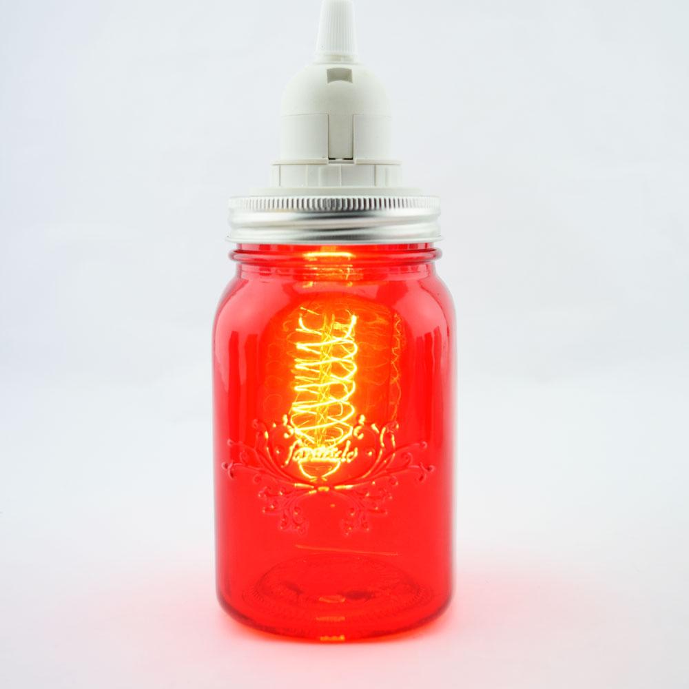 Fantado Ruby Red Mason Jar Pendant Light Kit, Regular Mouth, Clear Cord, 15FT - AsianImportStore.com - B2B Wholesale Lighting and Decor