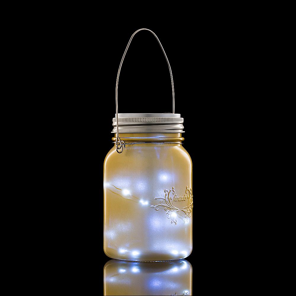  Fantado Regular Mouth Yellow Gold Mason Jar Luminaria Light w/ Hanging Cool White Fairy LED Kit - AsianImportStore.com - B2B Wholesale Lighting and Decor