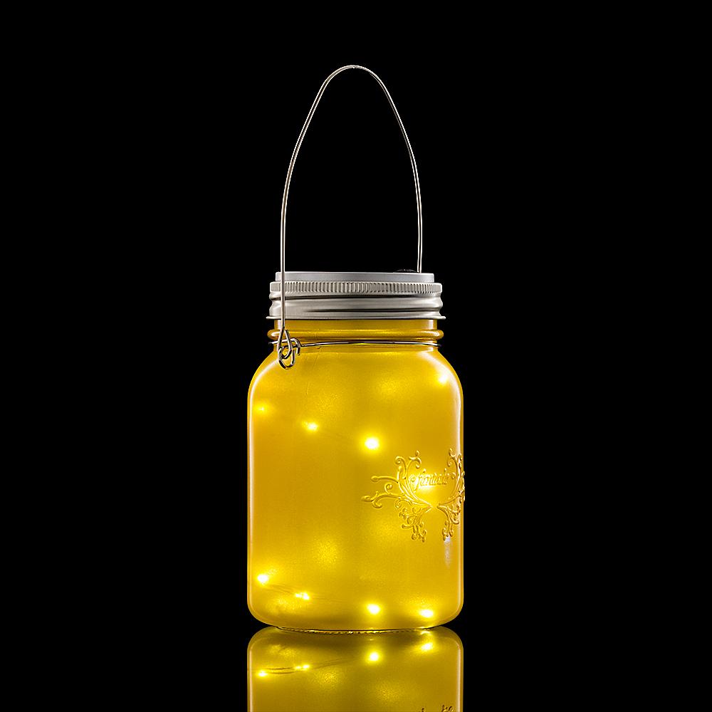 Fantado Regular Mouth Yellow Gold Mason Jar Luminaria Light w/ Hanging Warm White Fairy LED Kit - AsianImportStore.com - B2B Wholesale Lighting and Decor