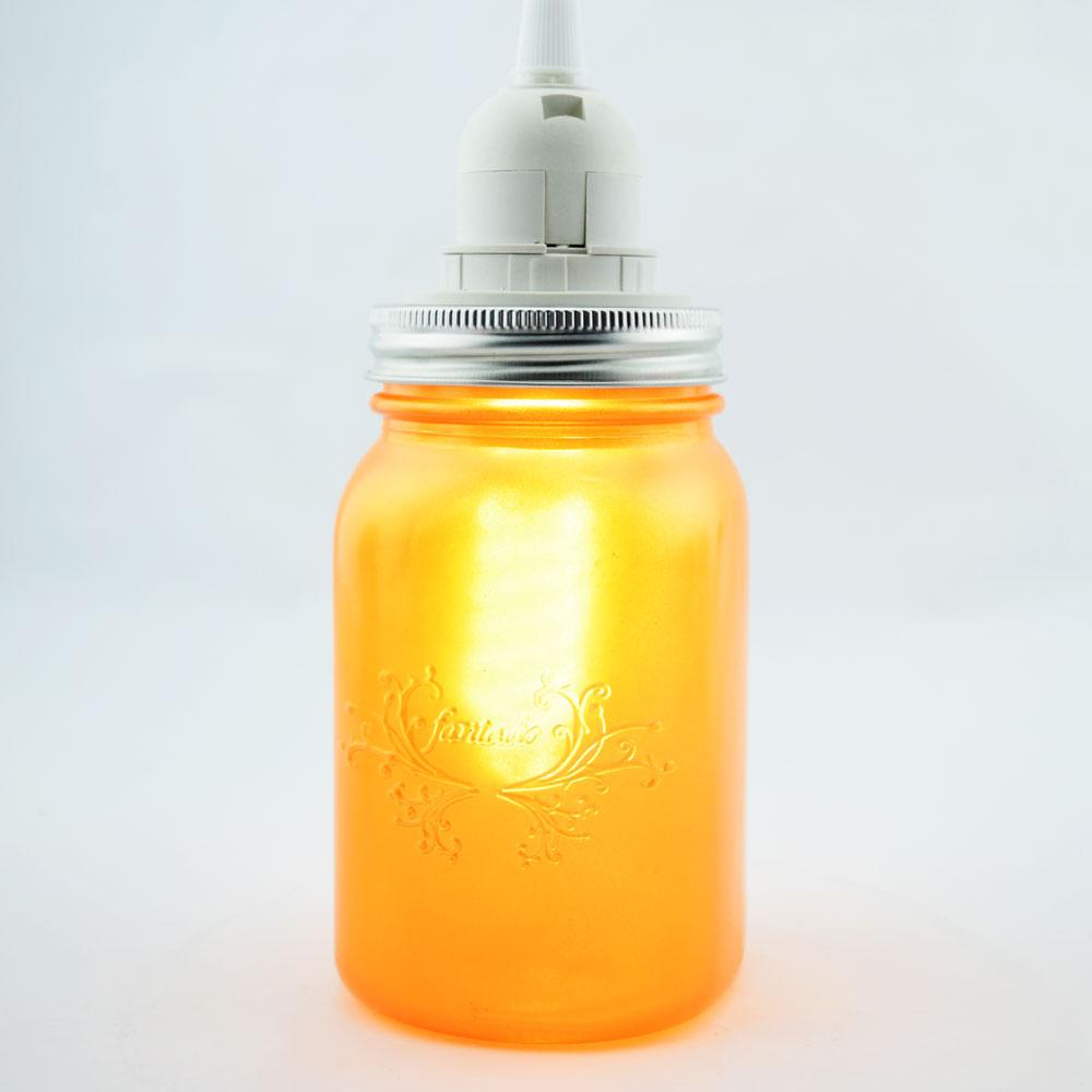  Fantado Frosted Yellow Gold Mason Jar Pendant Light Kit, Regular Mouth, Clear Cord, 15FT - AsianImportStore.com - B2B Wholesale Lighting and Decor