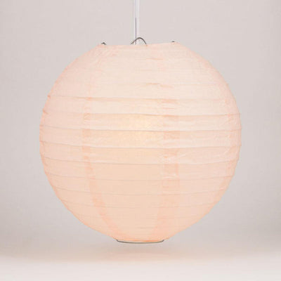 24" Rose Quartz Pink Round Paper Lantern, Even Ribbing, Chinese Hanging Decoration for Weddings and Parties - AsianImportStore.com - B2B Wholesale Lighting and Decor