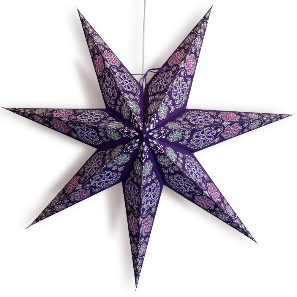 24" Purple Winds 7-Point Paper Star Lantern, Hanging Wedding & Party Decoration