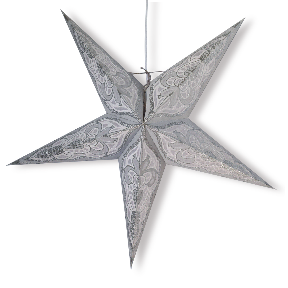 24" Beige Babylon Glitter Paper Star Lantern, Hanging Wedding & Party Decoration