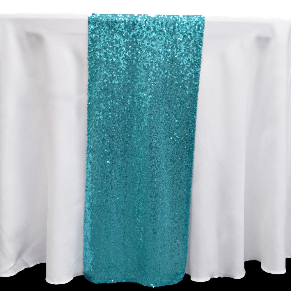  Turquoise Sequin Table Runner - 12 x 108 Inch - AsianImportStore.com - B2B Wholesale Lighting and Decor