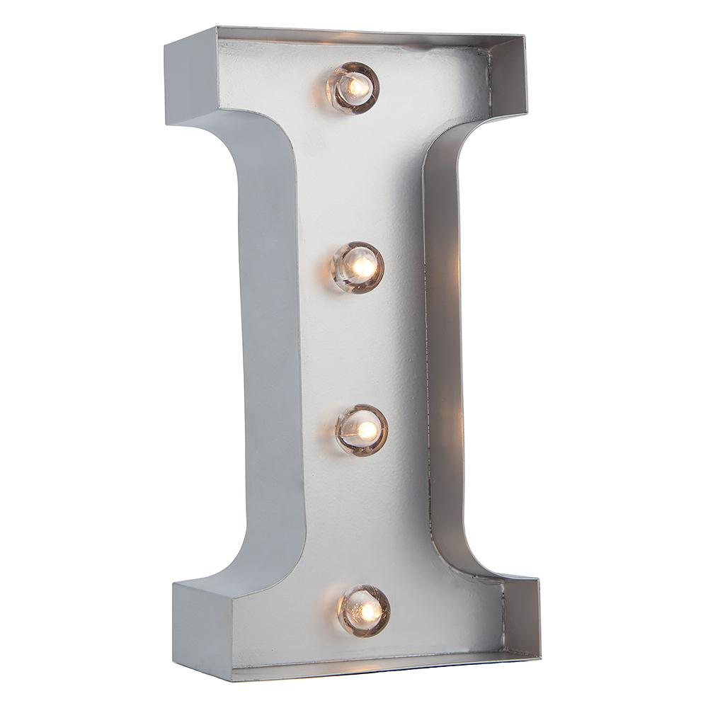 Silver Marquee Light Letter 'I' LED Metal Sign (8 Inch, Battery Operated w/ Timer) - AsianImportStore.com - B2B Wholesale Lighting and Decor